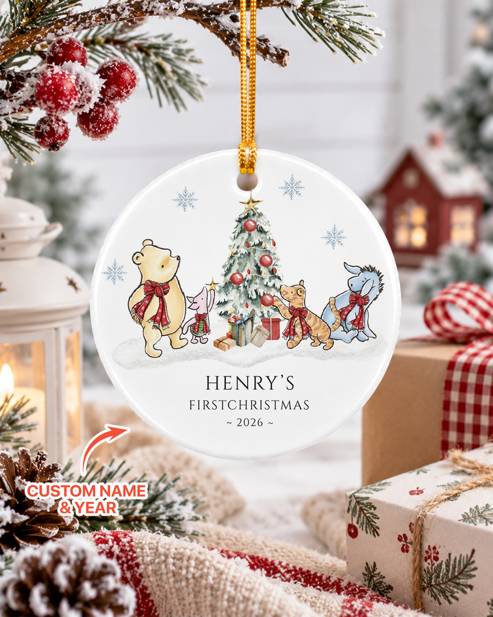 Classic Bear First Christmas Ceramic Ornament