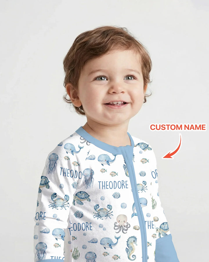 Custom Name Ocean Friends  Bamboo Convertible Zippy
