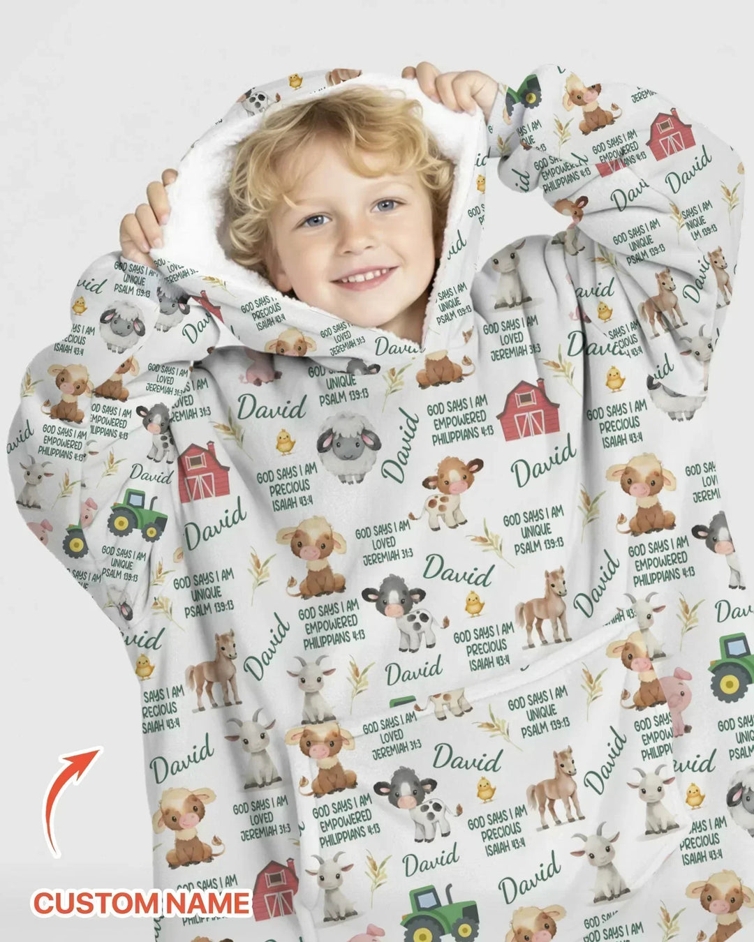 Custom Name God Says I Am Farm Animals Bamboo Blanket Hoodie