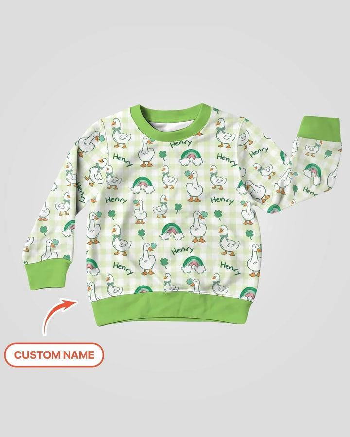 Custom Name Lucky Ducks Bamboo Crewneck Sweatshirt