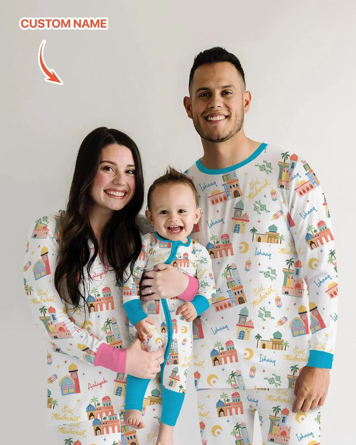 Eid Mubarak Custom Name Bamboo Men's Pajama Set
