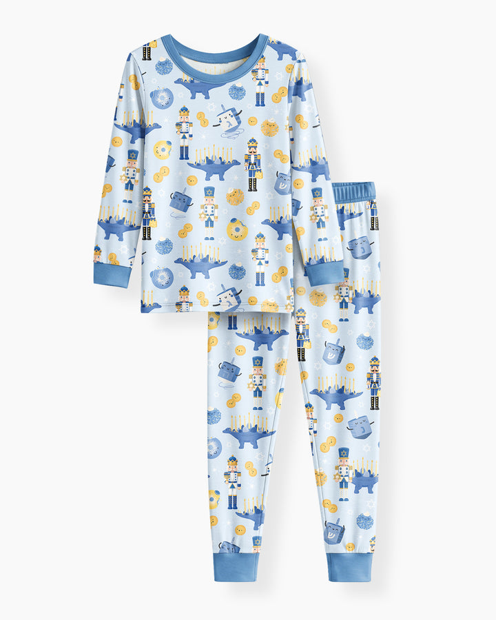 Hanukkah Nutcracker King Family Matching Bamboo Two Piece Long Sleeve Pajama Set