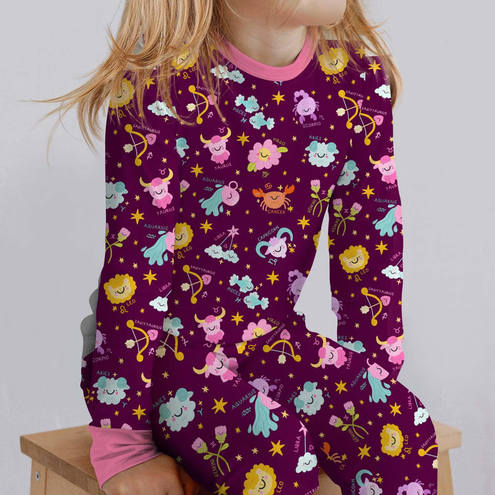 Zodiac Signs Bamboo Two Piece Long Sleeve Pajama Set