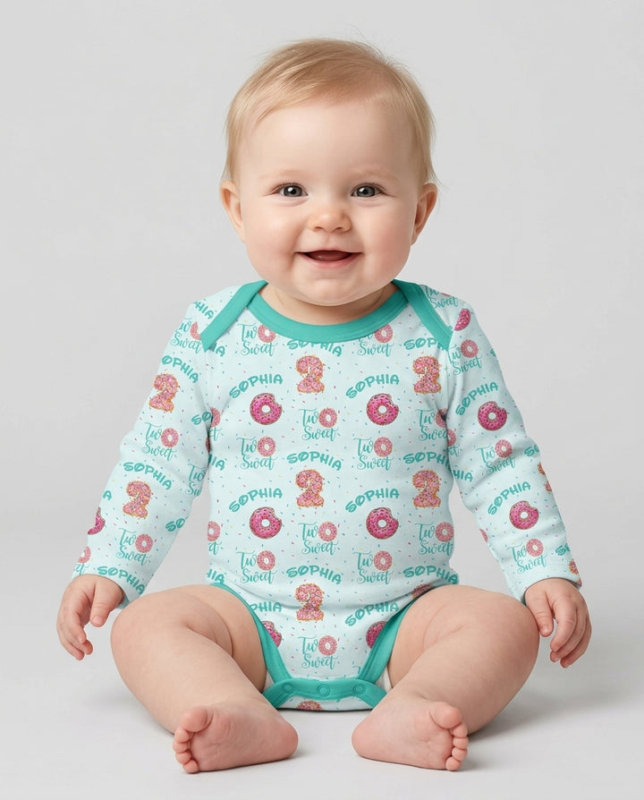 Custom Name Two Sweet Donut Bamboo Bodysuit