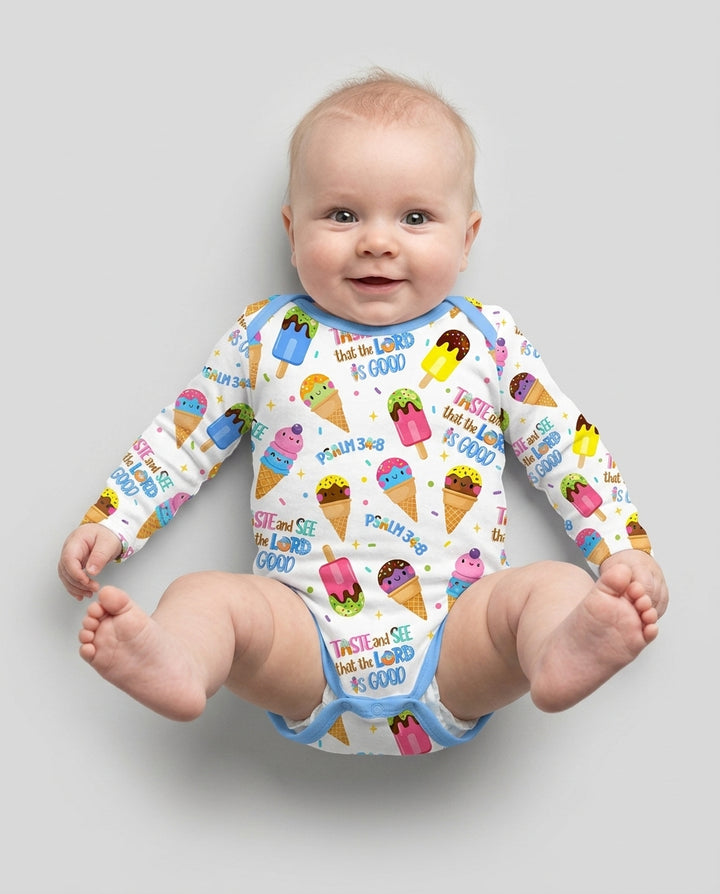 Jesus Summer Ice Cream Taste and See That The Lord Is Good Bamboo Bodysuit