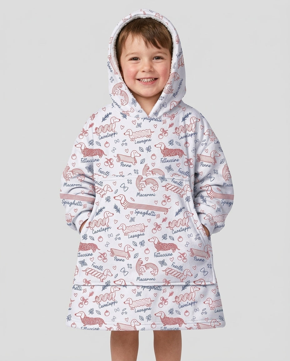 Funny Dachshund Pasta Pups Blanket Hoodie