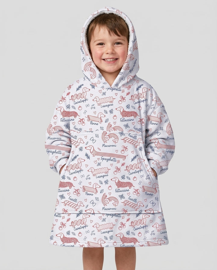 Funny Dachshund Pasta Pups Blanket Hoodie
