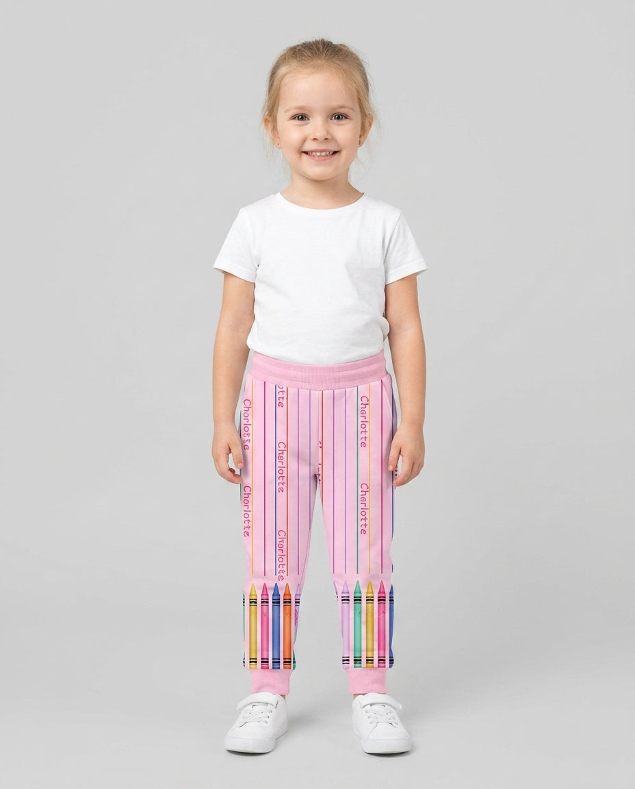 Custom Name Crayon Lines Bamboo Jogger