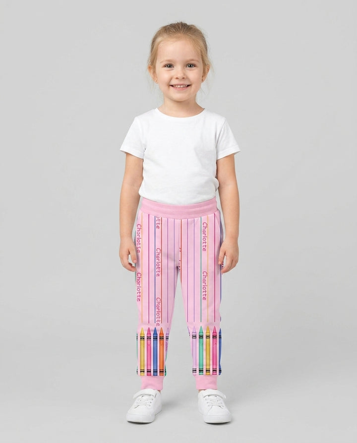 Custom Name Crayon Lines Bamboo Jogger