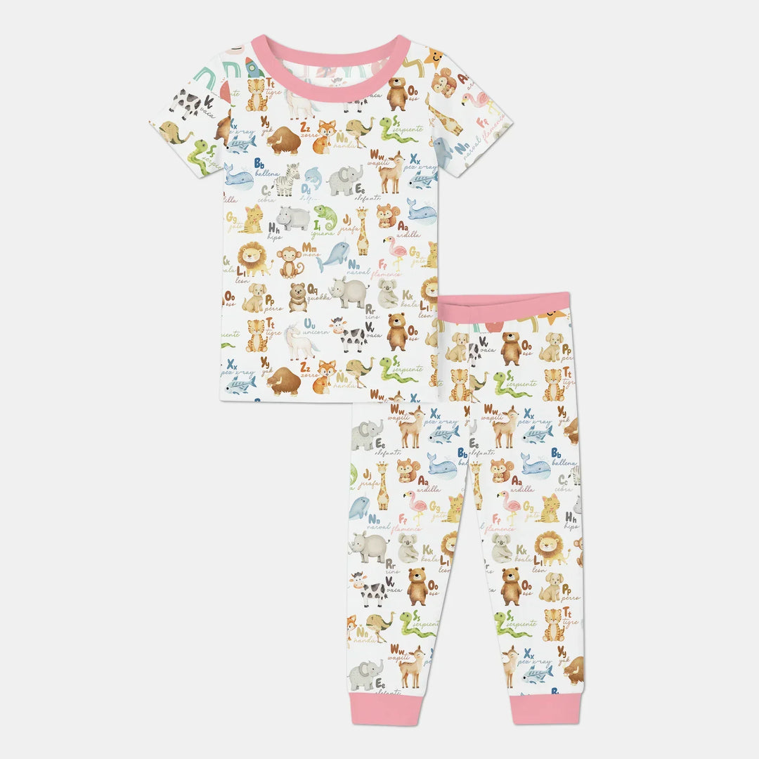 Spanish Alphabet Bamboo Two Piece Short Sleeve Pajama Set