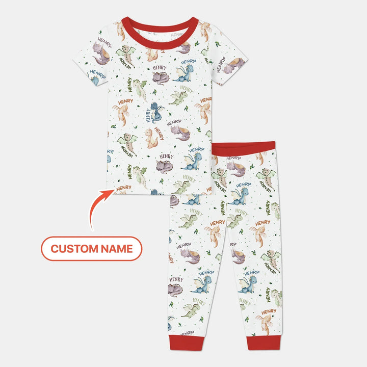 Sweet Baby Dragons Custom Name Bamboo Two Piece Short Sleeve Pajama Set