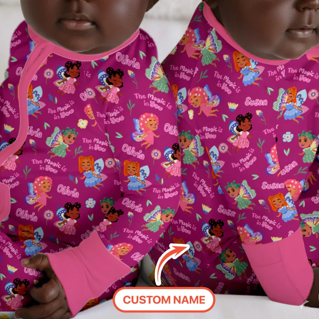 Custom Name Little Garden Fairy Bamboo Convertible Zippy