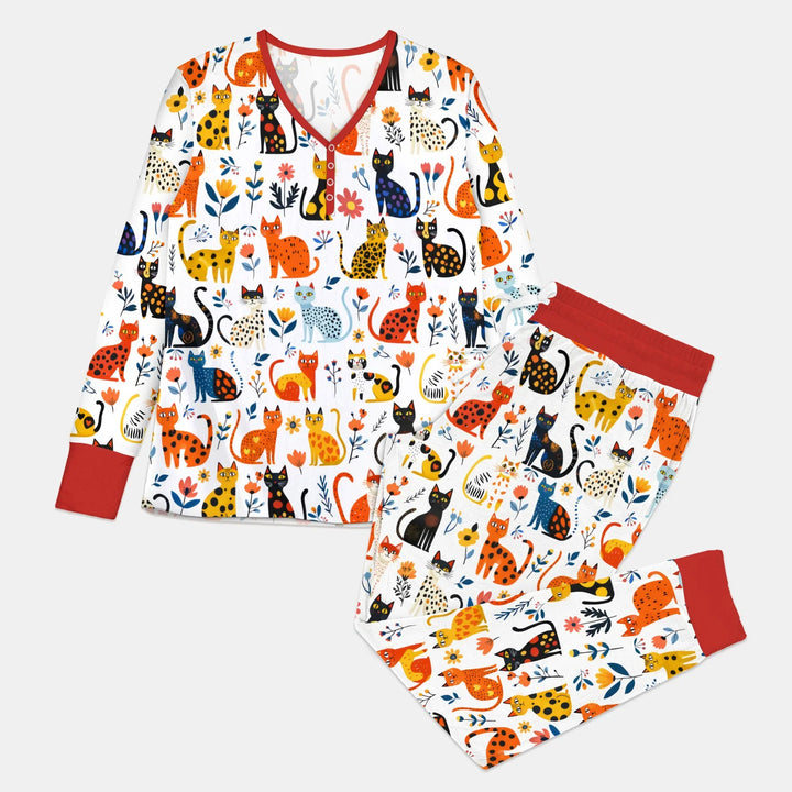 Whimsy Woodland Cats Bamboo Women Pajama Set