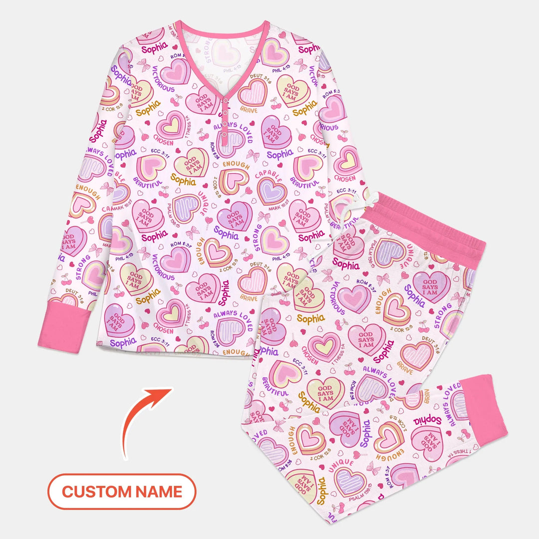 God Says I Am Sweet Heart Matching Mommy & Baby Bamboo Women Pajama Set
