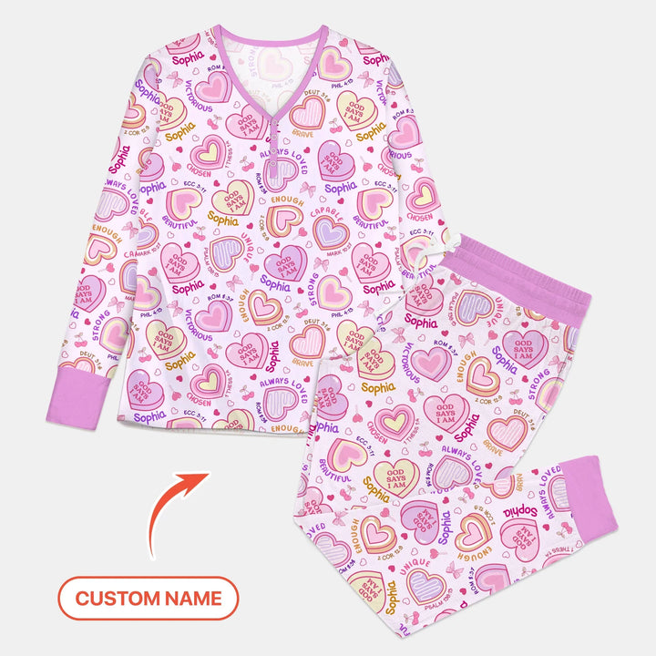 God Says I Am Sweet Heart Matching Mommy & Baby Bamboo Women Pajama Set