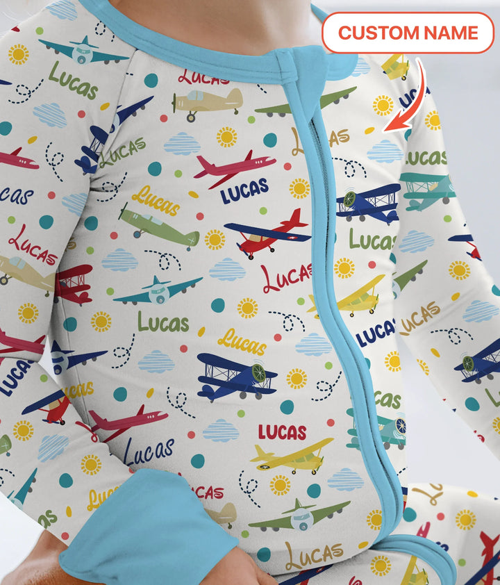 Custom Name Air Transport Bamboo Convertible Zippy
