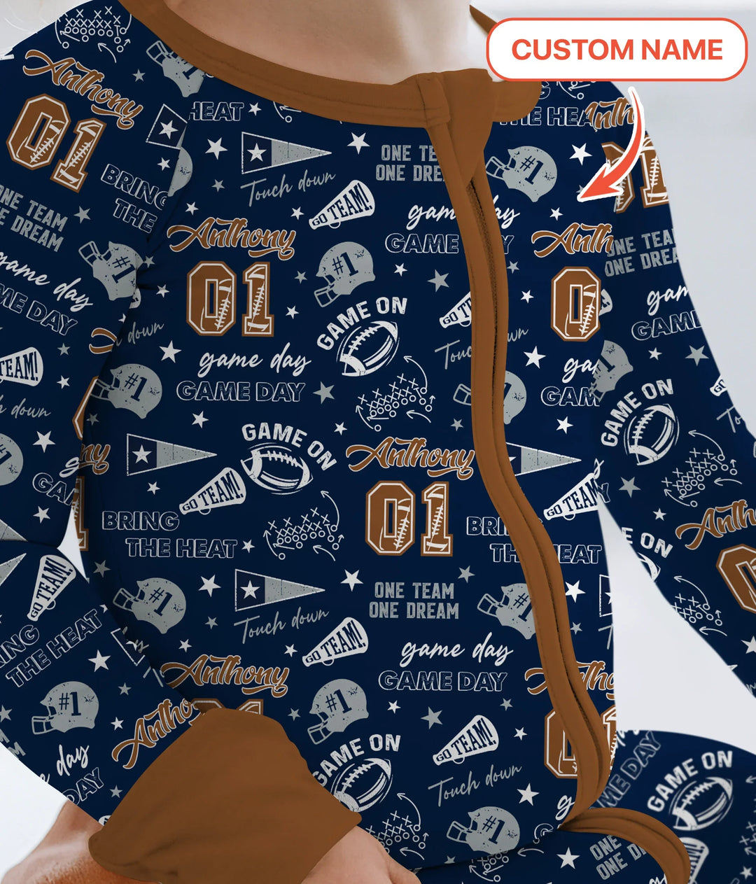 Custom Name Football Game Day Bamboo Convertible Zippy