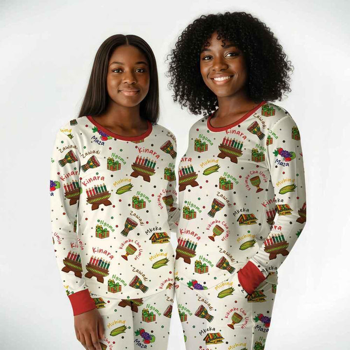 Happy Kwanzaa Family Matching Custom Bamboo Women Pajama Set