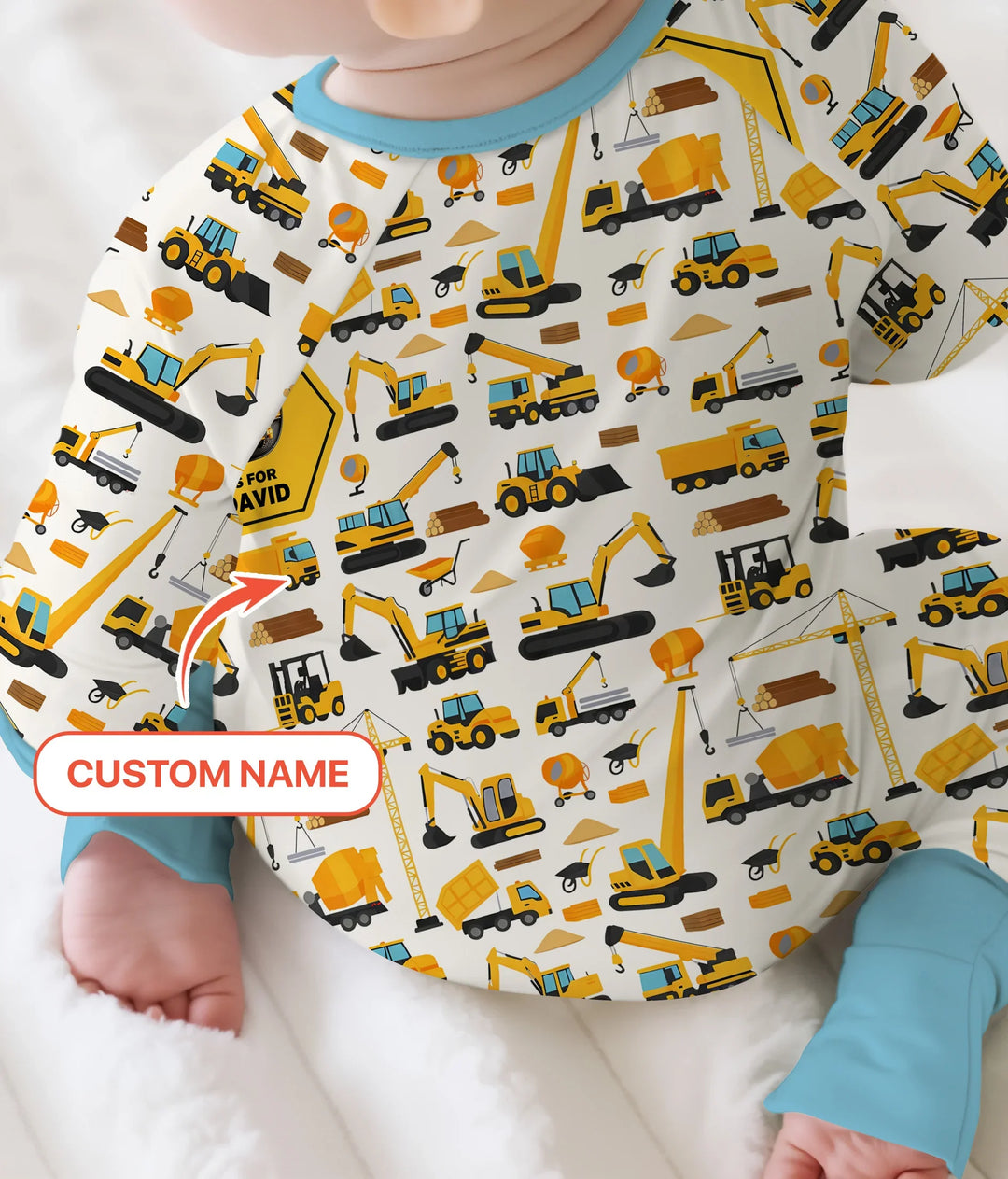 Custom Name Construction Initials Bamboo Convertible Zippy
