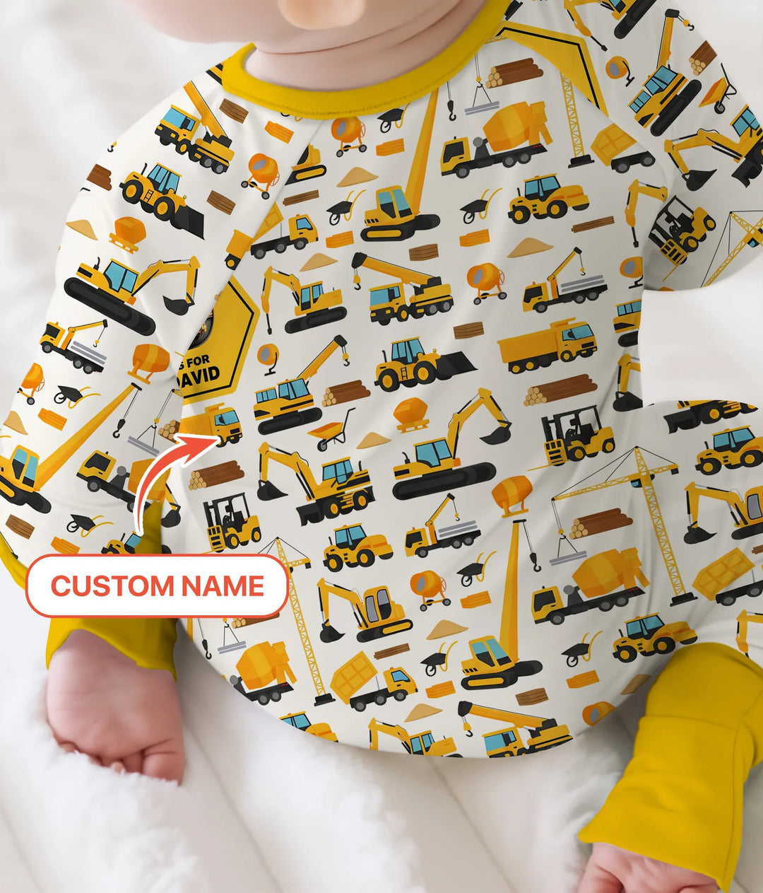 Custom Name Construction Initials Bamboo Convertible Zippy