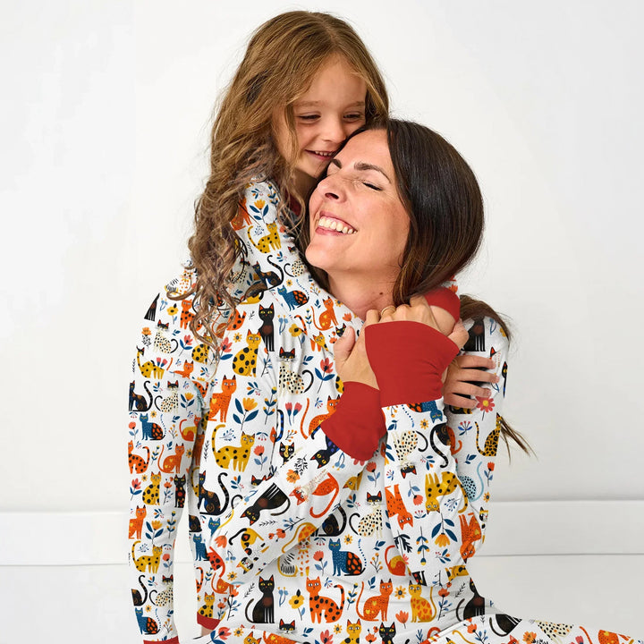 Whimsy Woodland Cats Bamboo Two Piece Long Sleeve Pajama Set