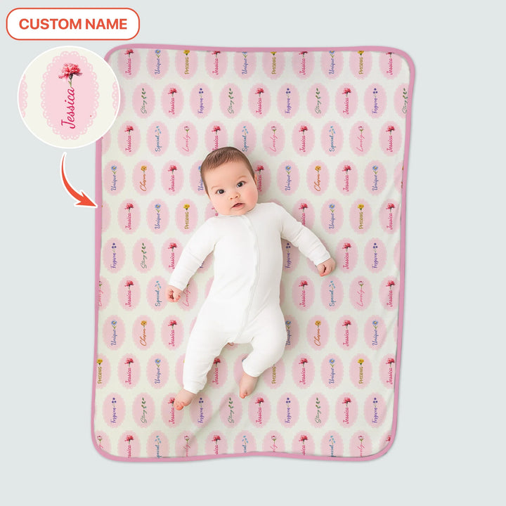 God Says I Am Birthmonth Flowers Custom Name Bamboo Blanket