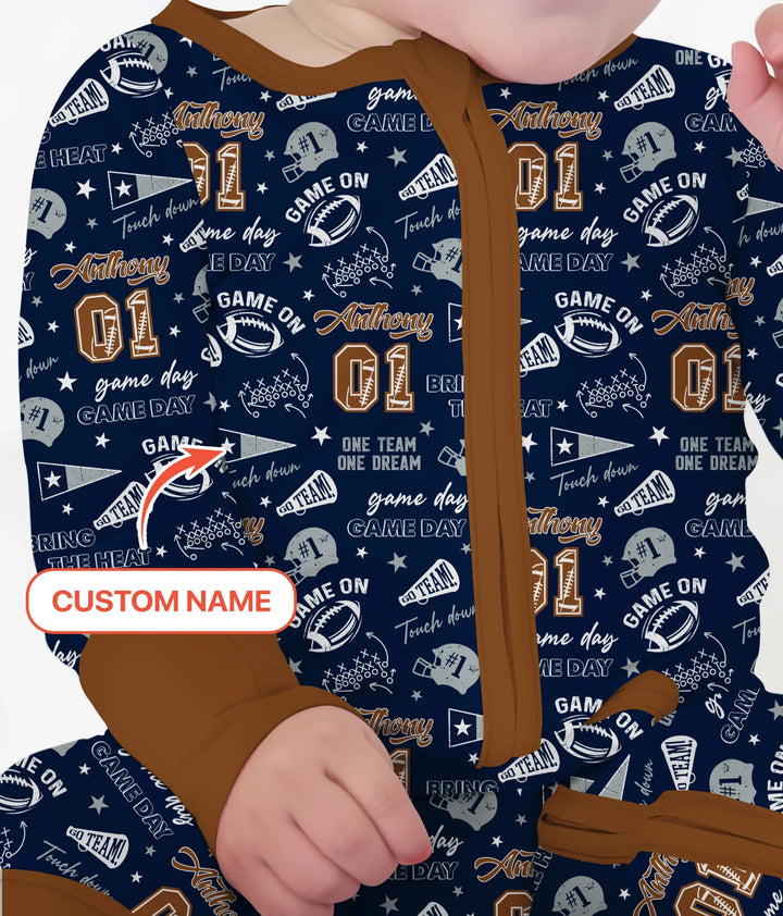 Custom Name Football Game Day Bamboo Convertible Zippy