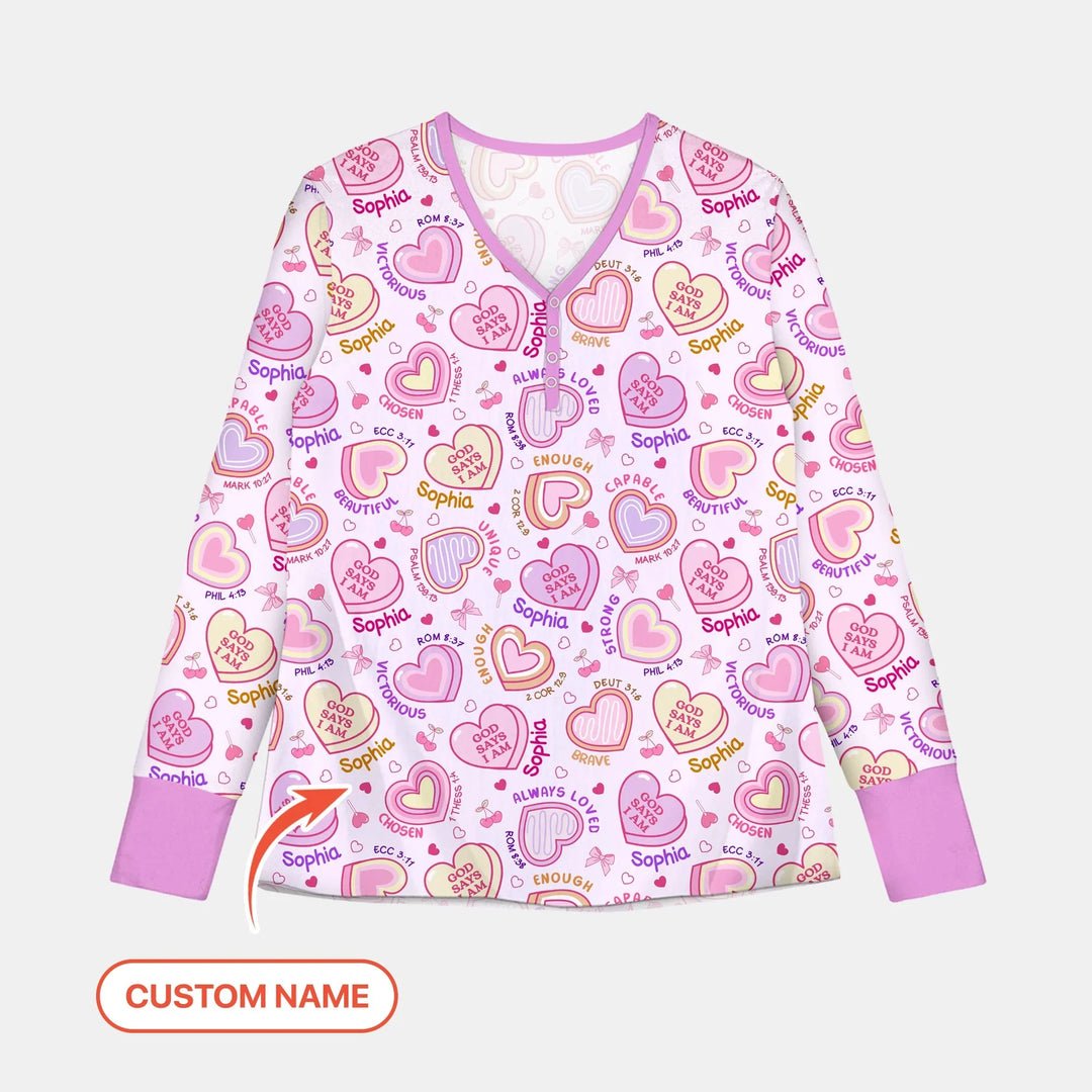 God Says I Am Sweet Heart Matching Mommy & Baby Bamboo Women Pajama Set