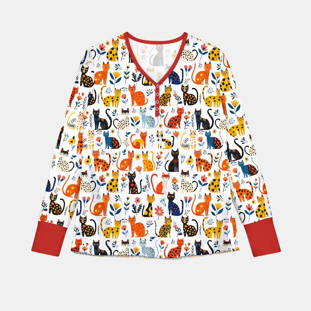 Whimsy Woodland Cats Bamboo Women Pajama Set