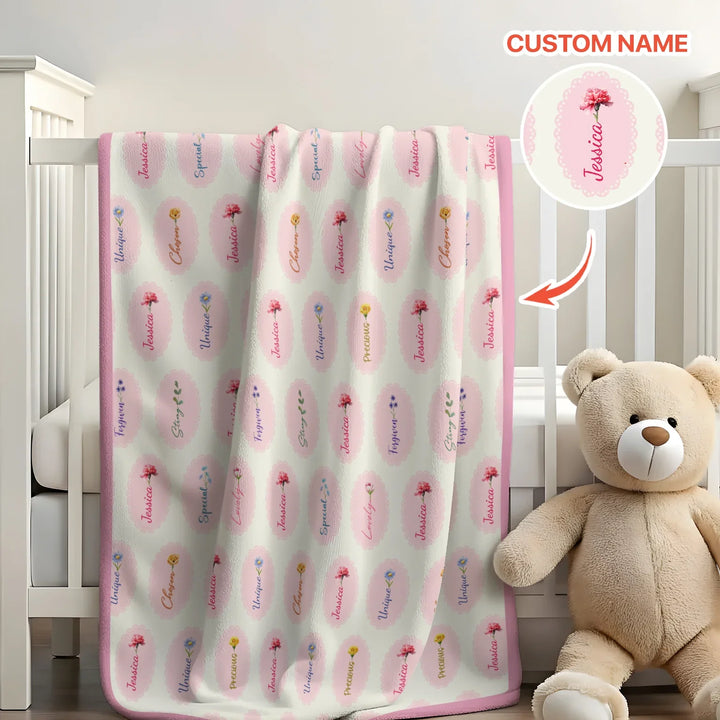 God Says I Am Birthmonth Flowers Custom Name Bamboo Blanket