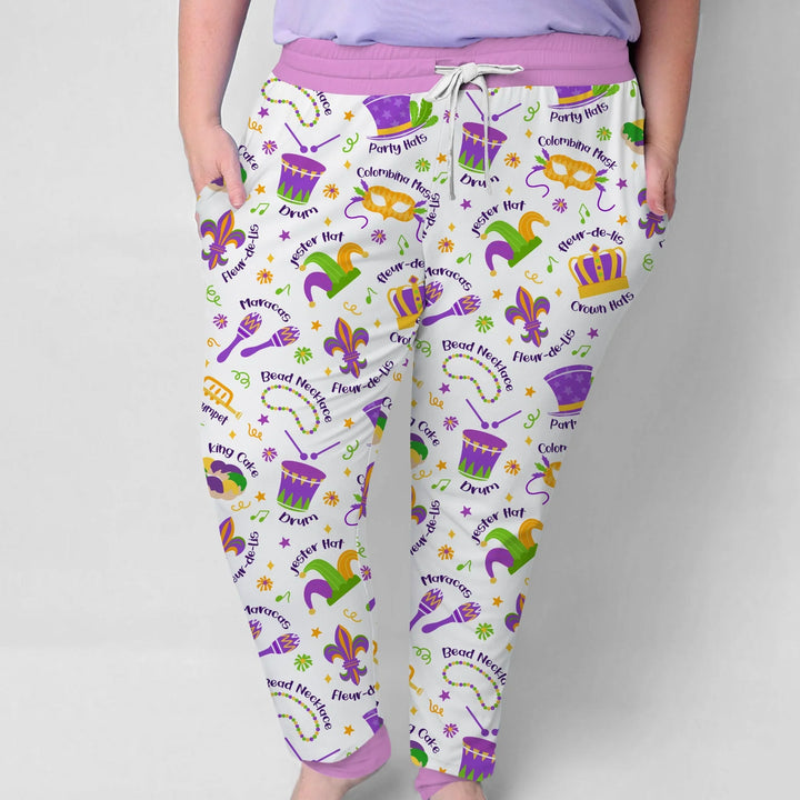 Mardi Gras Family Matching Custom Bamboo Women Pajama Set