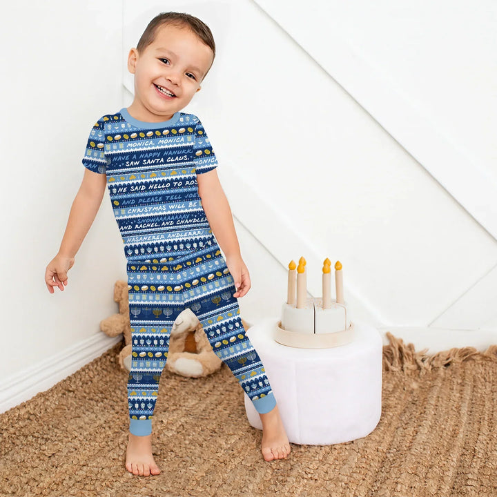 Hanukkah Fair Isle Bamboo Two Piece Short Sleeve Pajama Set