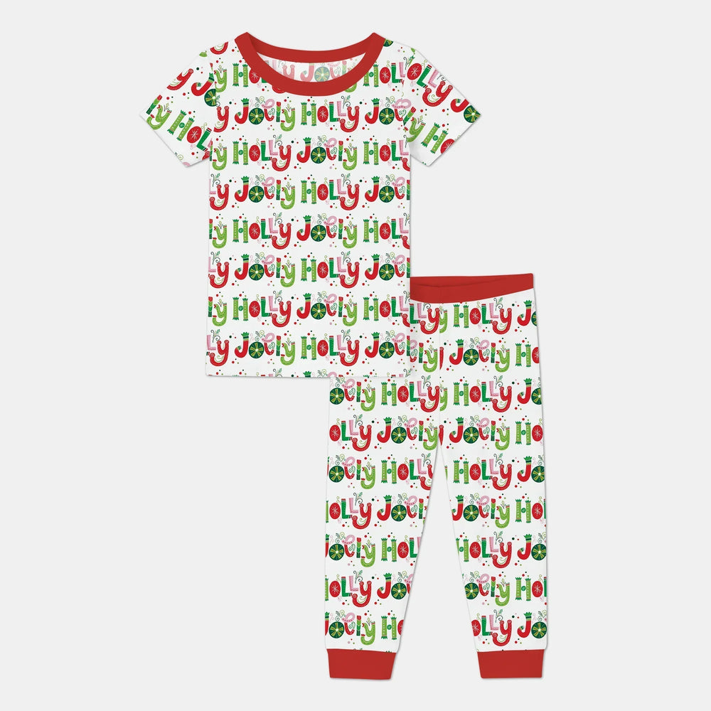 Holly Jolly Two Piece Short Sleeve Pajama Set , Holly Jolly Two Piece Short Sleeve Pajama Set - 12-18M / Red