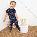 Dinosaurs Santa's sleigh Bamboo Two Piece Short Sleeve Pajama Set