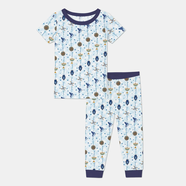 Hanukkah Festival Matching Family Bamboo Two Piece Short Sleeve Pajama Set