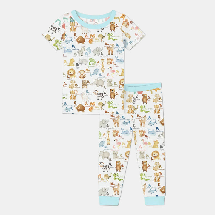 Spanish Alphabet Bamboo Two Piece Short Sleeve Pajama Set
