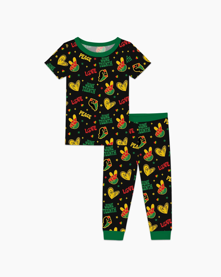 Peace Love Juneteenth Bamboo Two Piece Short Sleeve Pajama Set