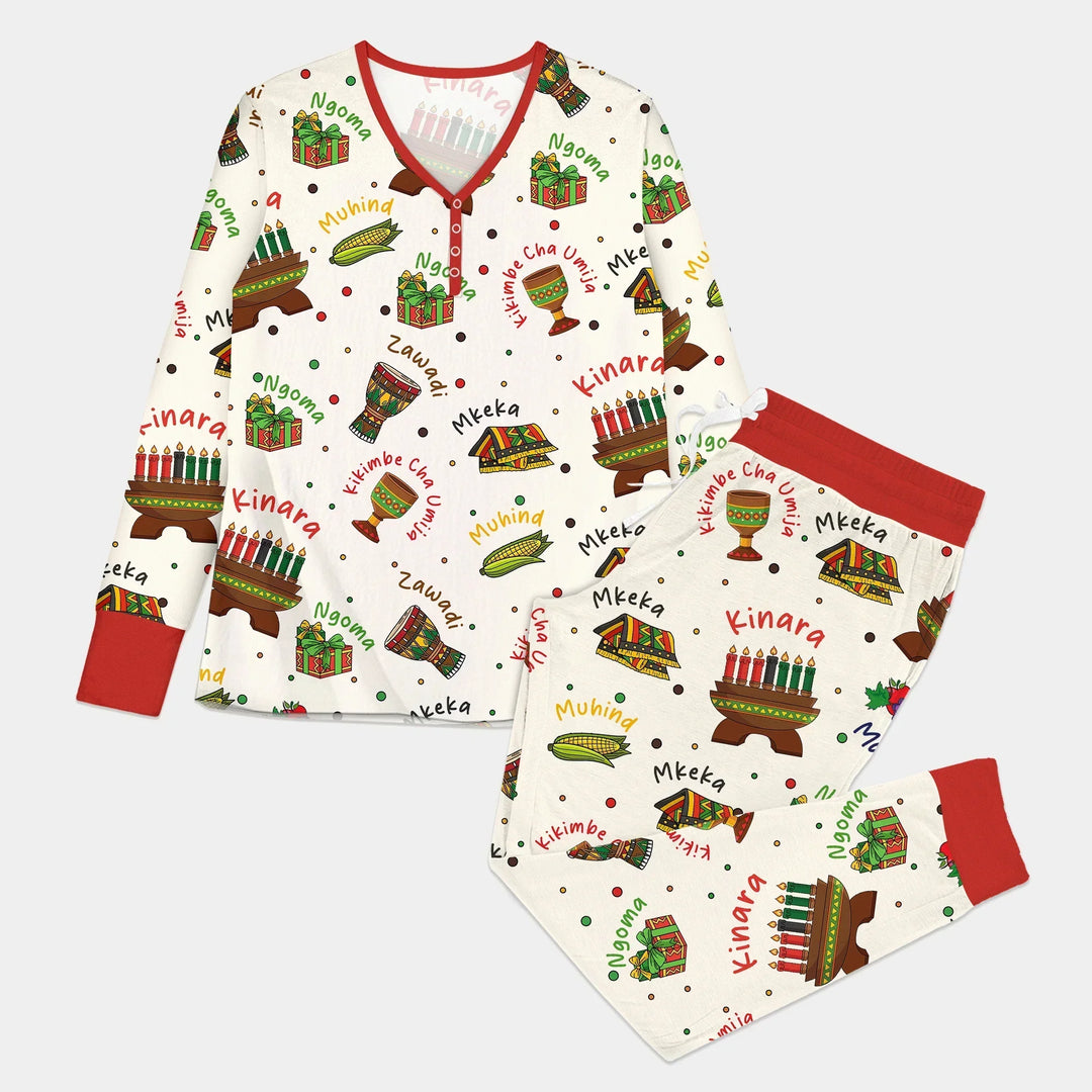 Happy Kwanzaa Family Matching Custom Bamboo Women Pajama Set