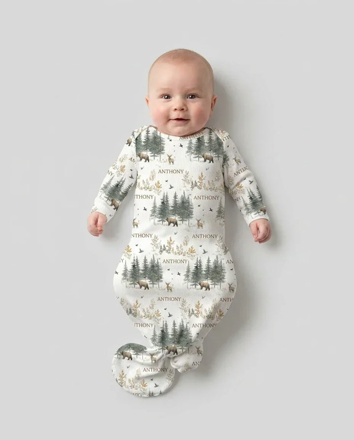 Custom Name Forest Bear Deer Bamboo Knot Gown