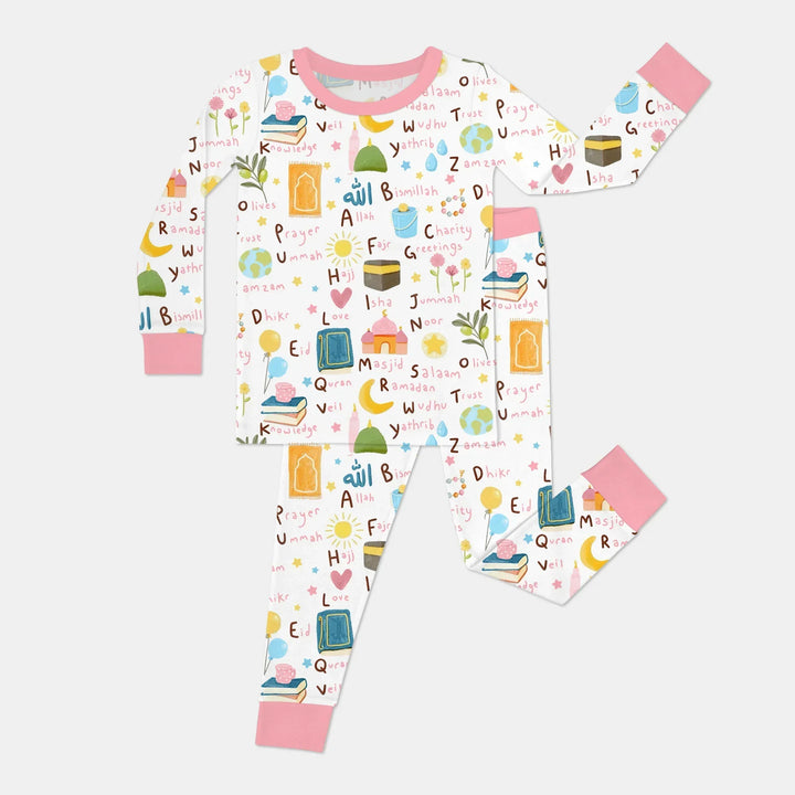 Islamic Alphabet Bamboo Two Piece Long Sleeve Pajama Set