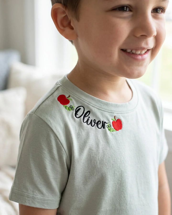Custom Name Hungry Learner Embroidered Bamboo Crewneck T-Shirt