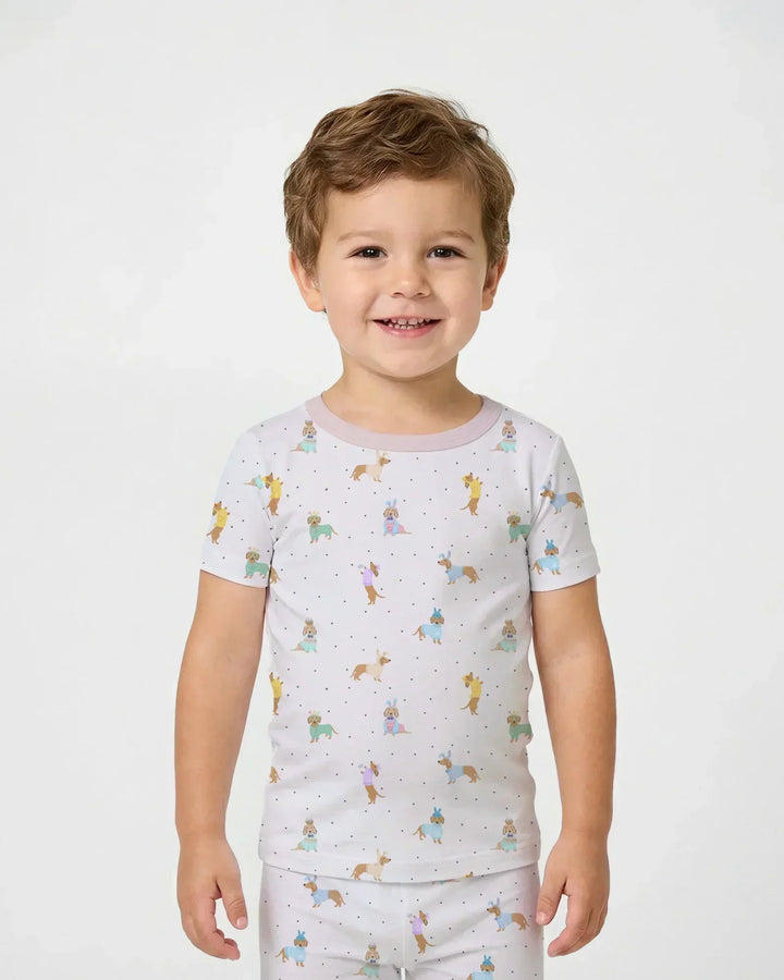 Easter Dachshund Bamboo Two Piece Short Sleeve Pajama Set