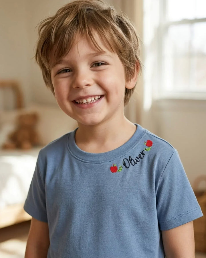 Custom Name Hungry Learner Embroidered Bamboo Crewneck T-Shirt