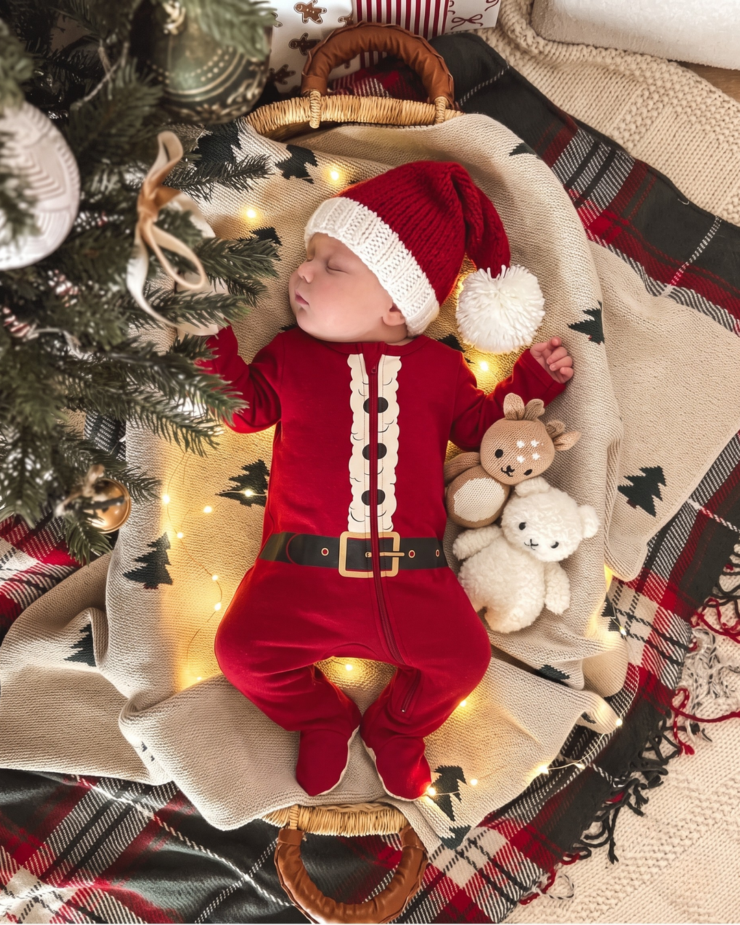 Tiny Claus Bamboo Zipper Footie