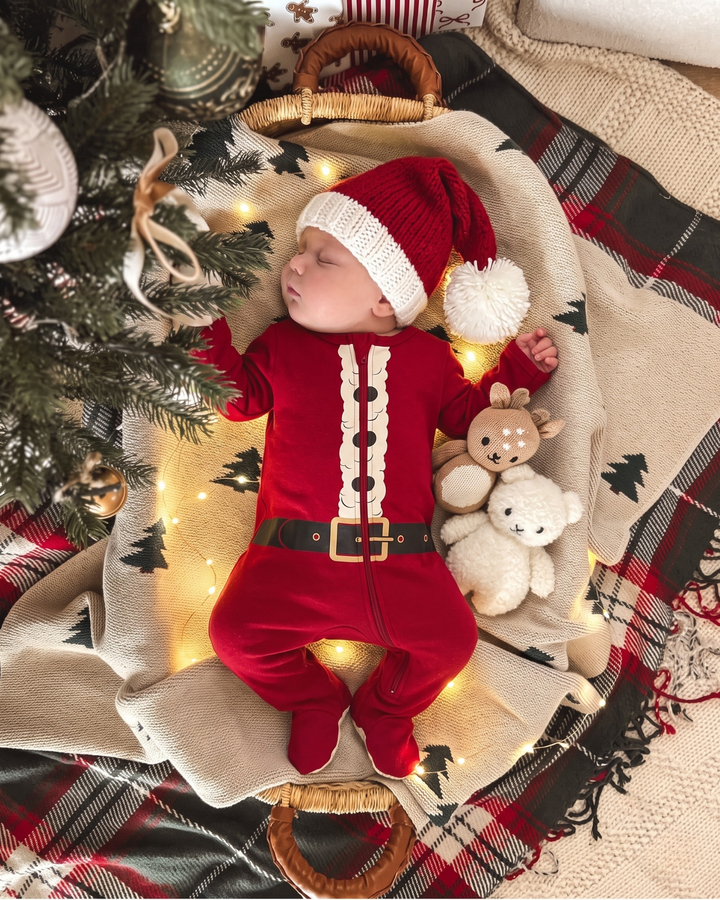 Tiny Claus Bamboo Zipper Footie
