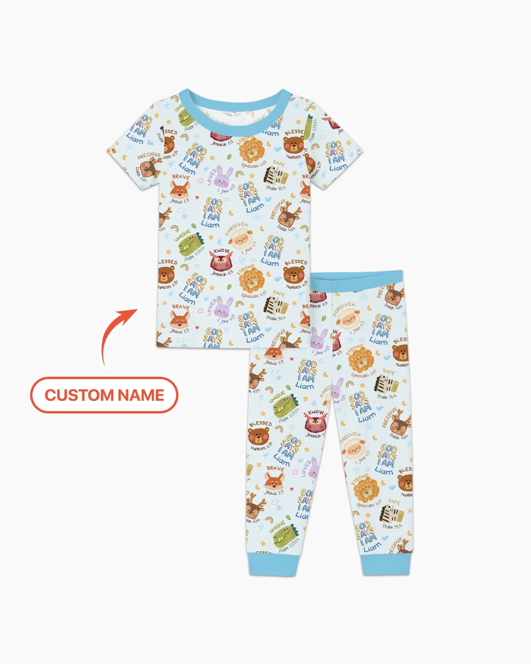 God Says I Am — Little Flock Custom Name Two Piece Short Sleeve Pajama Set