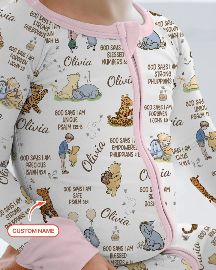 Custom Name God Says I Am Classic Bear Bamboo Convertible Zippy