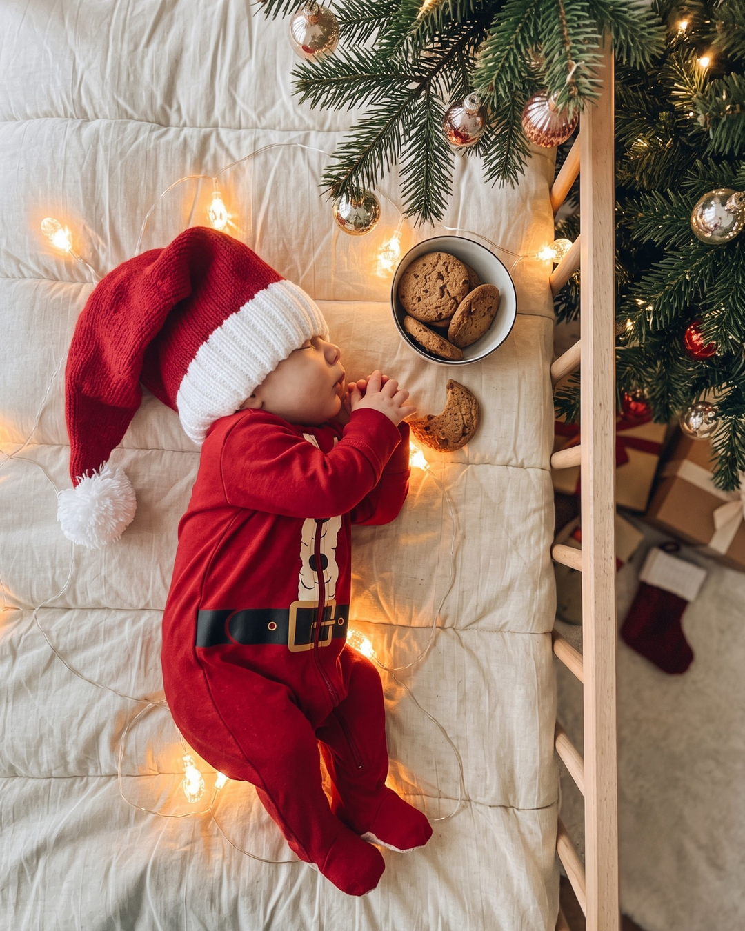 Tiny Claus Bamboo Zipper Footie