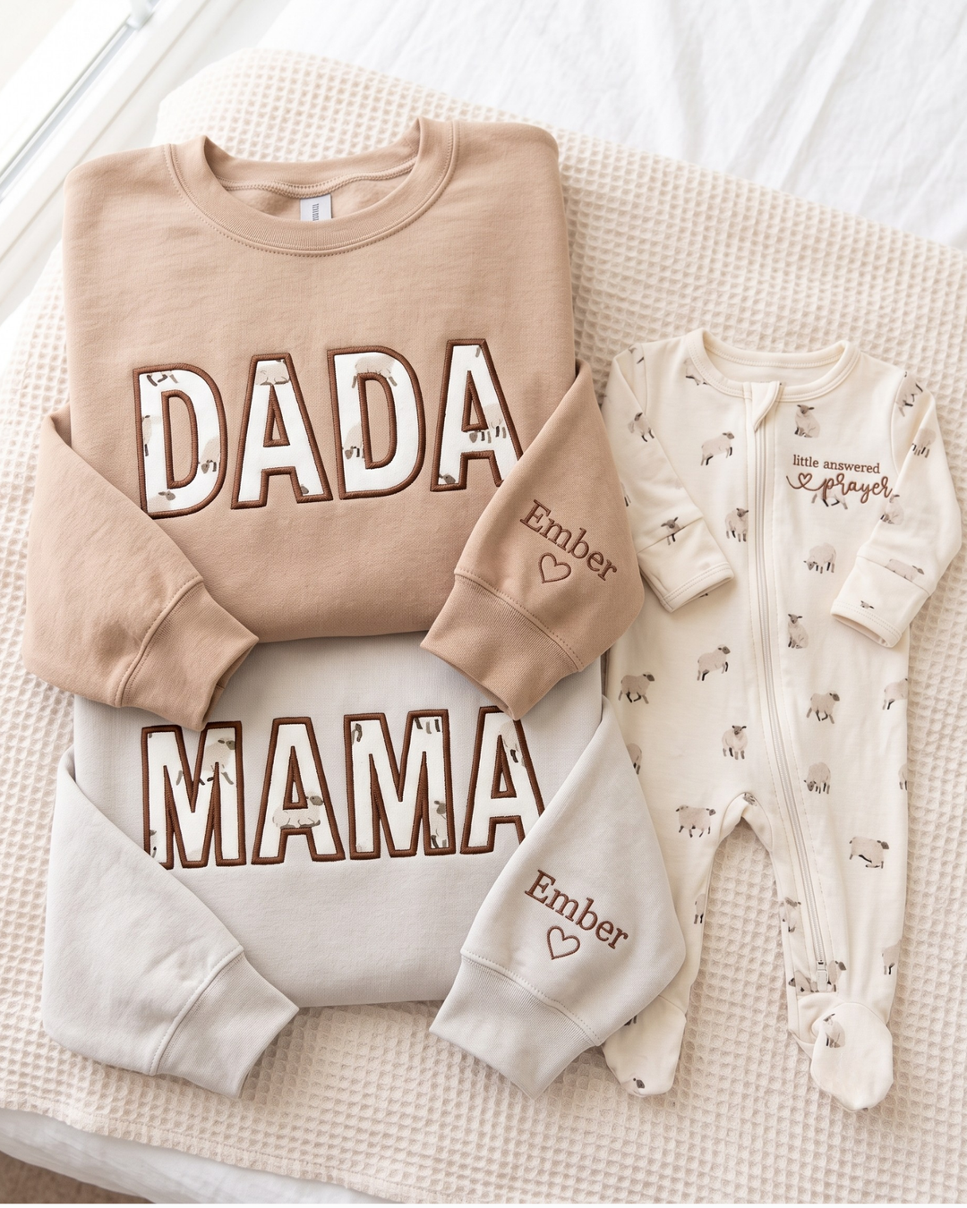 Pray Dada Appliqué Embroidered Bamboo Men Crewneck Sweatshirt