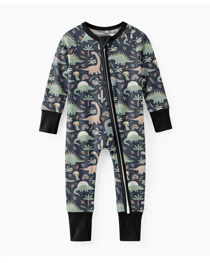 Navy Jurassic Jungle Bamboo Convertible Zippered Romper
